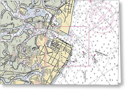 Absecon Inlet -new Jersey Nautical Chart _v2 - Greeting Card