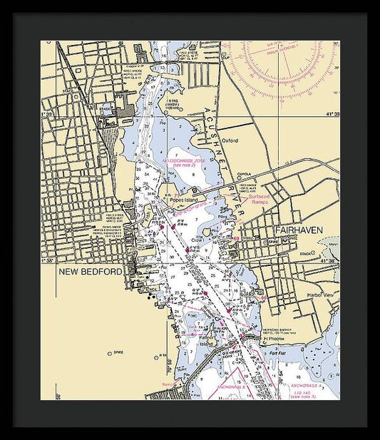 Acushnet River-massachusetts Nautical Chart - Framed Print