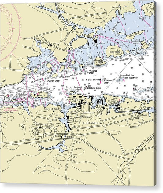 Alexandria Bay New York Nautical Chart - Acrylic Print