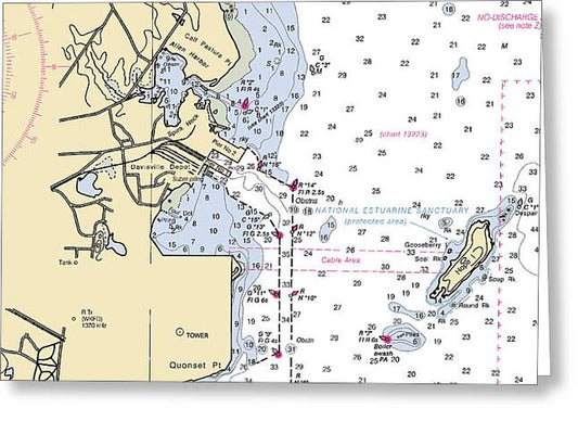 Allen Harbor-rhode Island Nautical Chart - Greeting Card