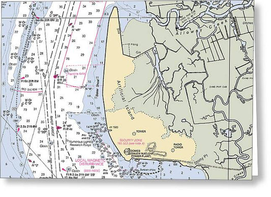 Alloway Creek-new Jersey Nautical Chart - Greeting Card