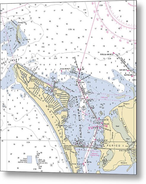 Anna Maria Island -florida Nautical Chart _v2 - Metal Print