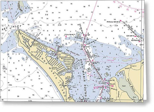 Anna Maria Island -florida Nautical Chart _v2 - Greeting Card