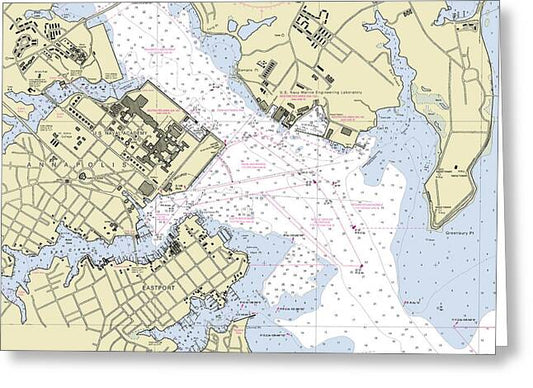 Annapolis Maryland Nautical Chart - Greeting Card