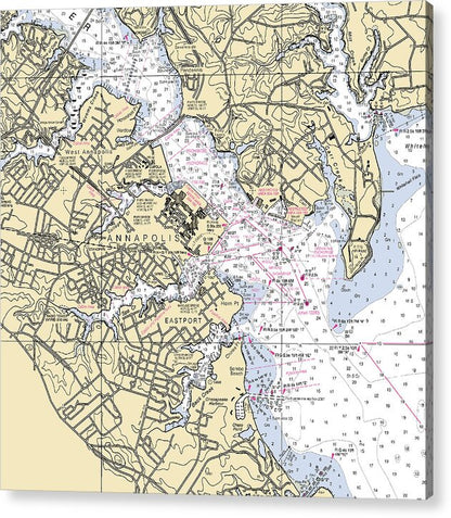 Annapolis -maryland Nautical Chart _v2 - Acrylic Print