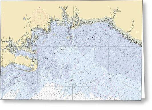 Apalachee-bay -florida Nautical Chart _v6 - Greeting Card