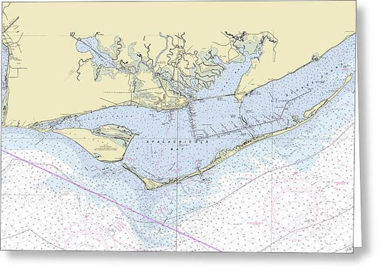 Apalachicola Bay Florida Nautical Chart - Greeting Card