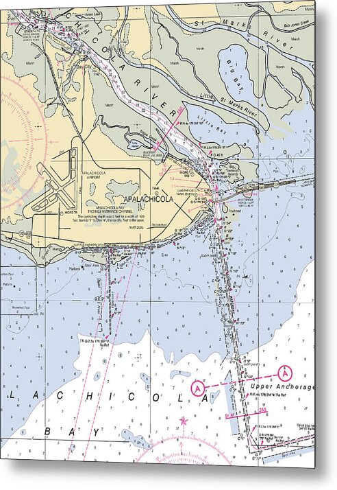Apalachicola-florida Nautical Chart - Metal Print