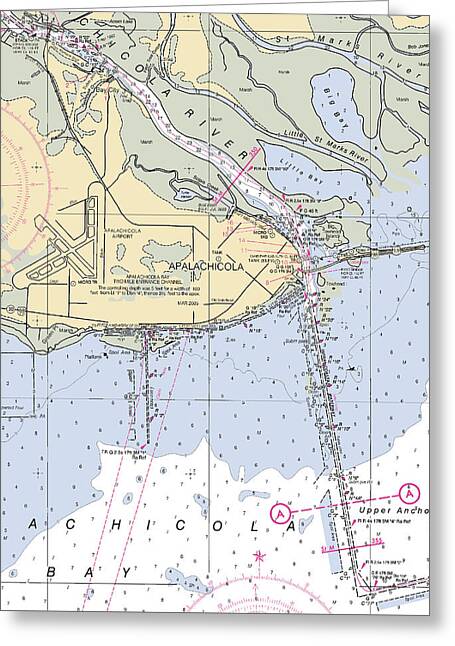 Apalachicola-florida Nautical Chart - Greeting Card