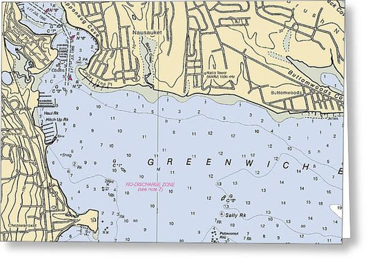 Apponaug-rhode Island Nautical Chart - Greeting Card