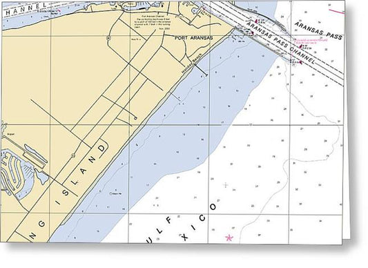 Aransas Pass-texas Nautical Chart - Greeting Card