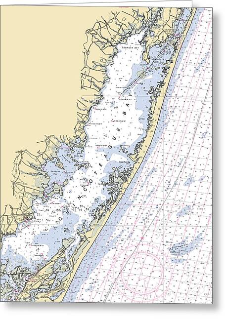 Assateague Island -maryland Nautical Chart _v2 - Greeting Card