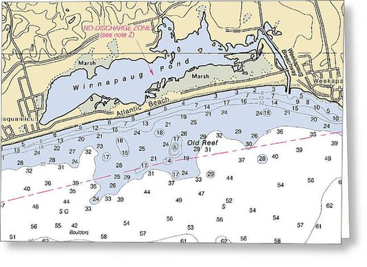 Atlantic Beach-rhode Island Nautical Chart - Greeting Card