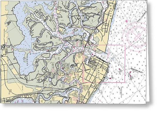Atlantic City & Brigantine-new Jersey Nautical Chart - Greeting Card