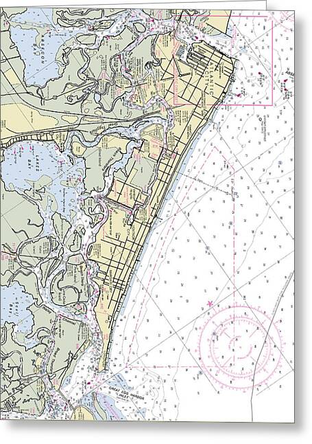 Atlantic City New Jersey Nautical Chart - Greeting Card