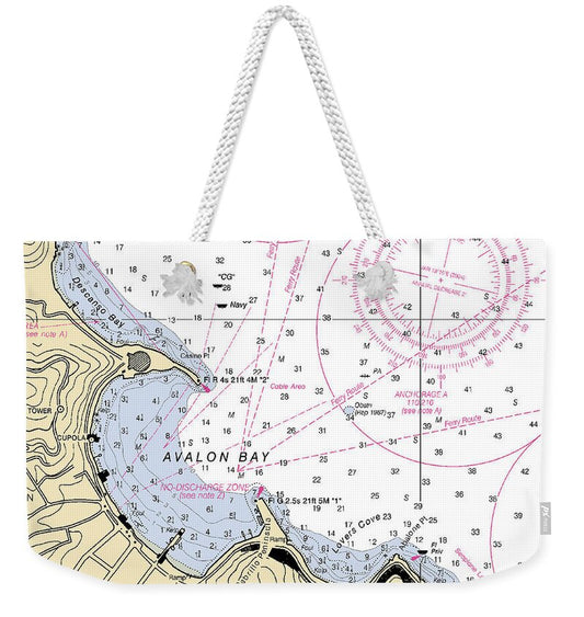 Avalon Bay California Nautical Chart - Weekender Tote Bag