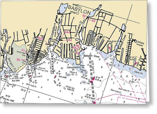 Babylon-new York Nautical Chart - Greeting Card