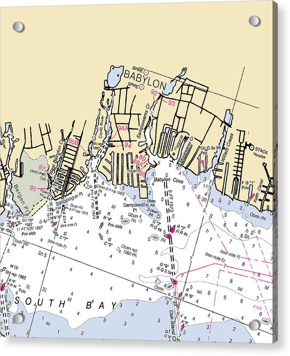 Babylon-new York Nautical Chart - Acrylic Print