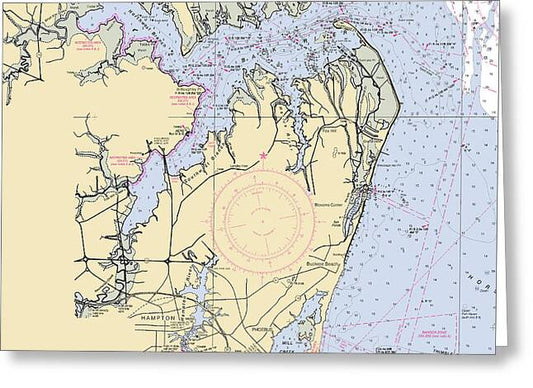 Back River To Newport News-virginia Nautical Chart - Greeting Card