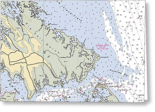 Back River-virginia Nautical Chart - Greeting Card