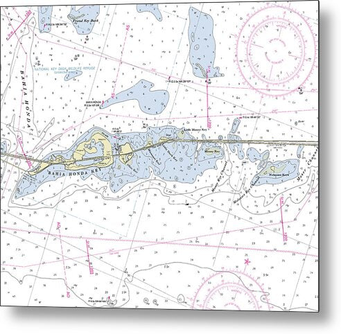 Bahia Honda Florida Nautical Chart - Metal Print