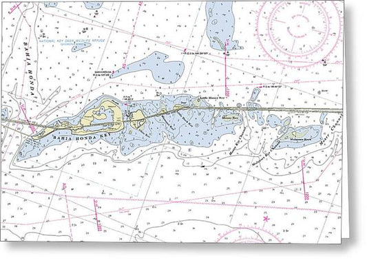 Bahia Honda Florida Nautical Chart - Greeting Card