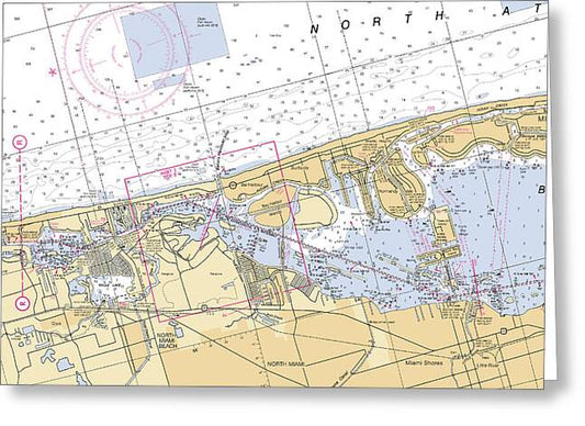 Bal-harbor -florida Nautical Chart _v6 - Greeting Card