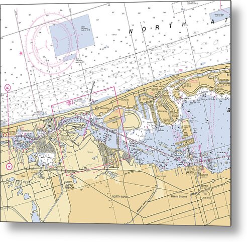 Bal-harbor -florida Nautical Chart _v6 - Metal Print