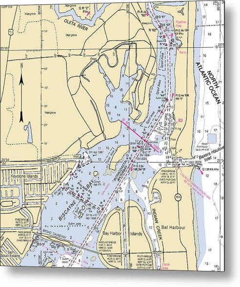 Bal Harbour Islands-florida Nautical Chart - Metal Print