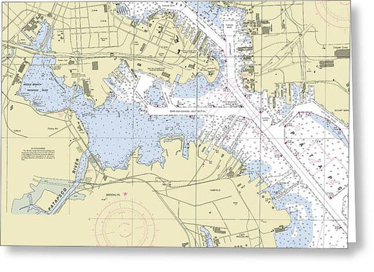 Baltimore Maryland Nautical Chart - Greeting Card
