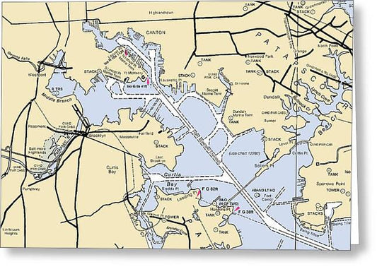 Baltimore -maryland Nautical Chart _v2 - Greeting Card