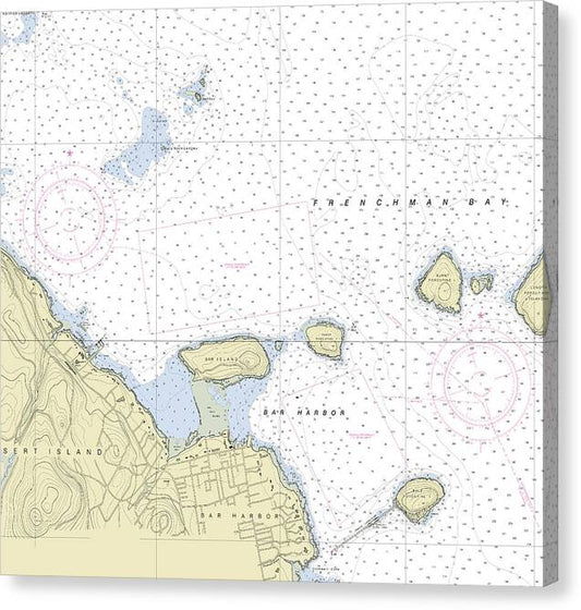 Bar Harbor Maine Nautical Chart - Canvas Print