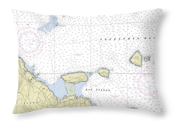 Bar Harbor Maine Nautical Chart - Throw Pillow