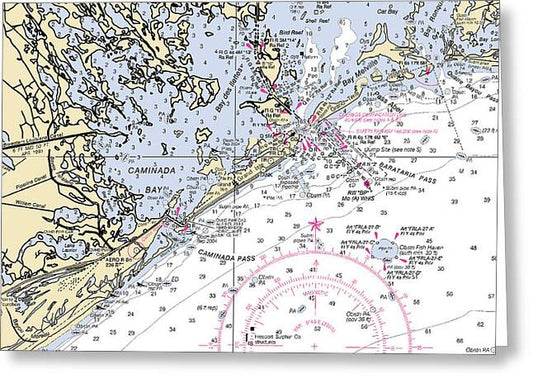 Barataria And Caminada Bays-louisiana Nautical Chart - Greeting Card