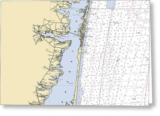 Barnegat Bay -new Jersey Nautical Chart _v2 - Greeting Card