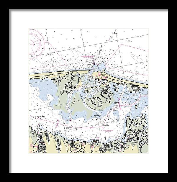 Barnegat Inlet New Jersey Nautical Chart - Framed Print