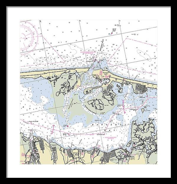 Barnegat Inlet New Jersey Nautical Chart - Framed Print