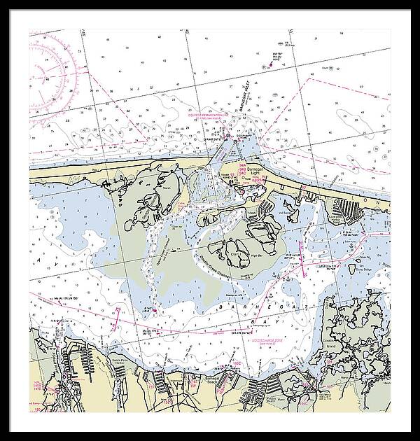 Barnegat Inlet New Jersey Nautical Chart - Framed Print