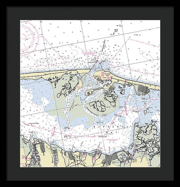 Barnegat Inlet New Jersey Nautical Chart - Framed Print