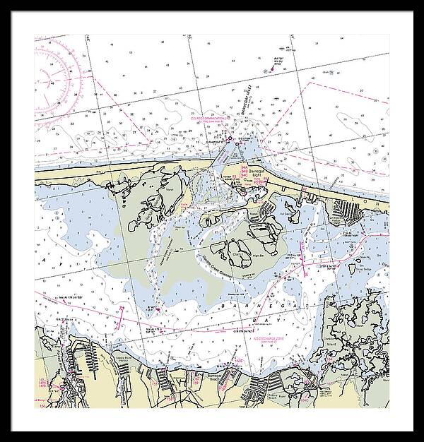 Barnegat Inlet New Jersey Nautical Chart - Framed Print