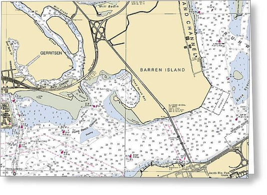 Barren Island-new York Nautical Chart - Greeting Card