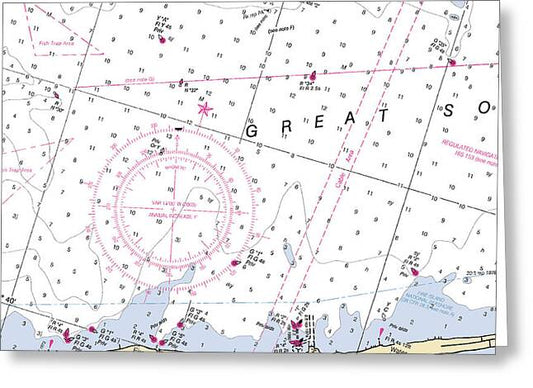 Barrett Beach-new York Nautical Chart - Greeting Card