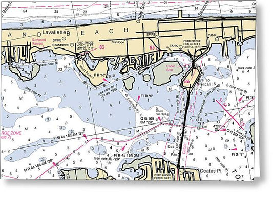 Bayshore-new Jersey Nautical Chart - Greeting Card