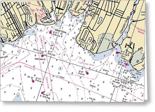 Bayshore-new York Nautical Chart - Greeting Card