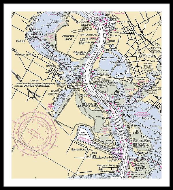 Baytown To Morgan Point-texas Nautical Chart - Framed Print