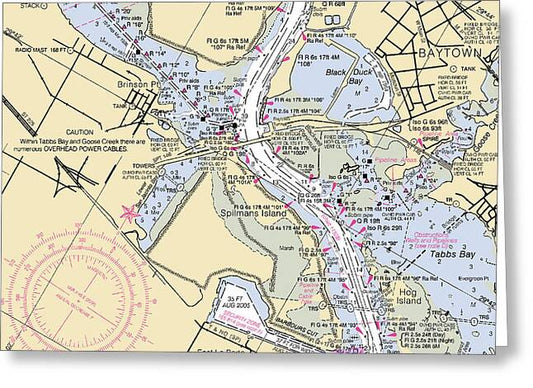Baytown To Morgan Point-texas Nautical Chart - Greeting Card