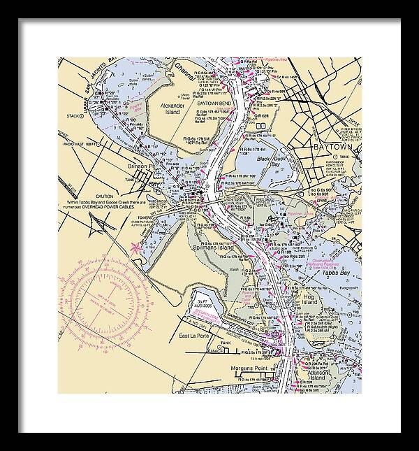 Baytown To Morgan Point-texas Nautical Chart - Framed Print