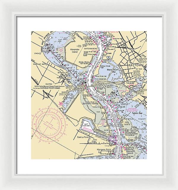 Baytown To Morgan Point-texas Nautical Chart - Framed Print