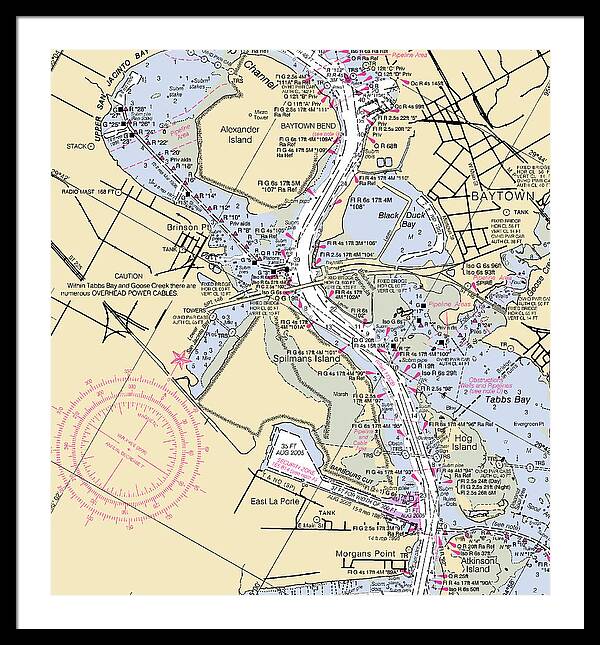 Baytown To Morgan Point-texas Nautical Chart - Framed Print