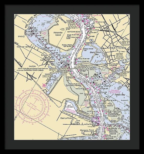 Baytown To Morgan Point-texas Nautical Chart - Framed Print